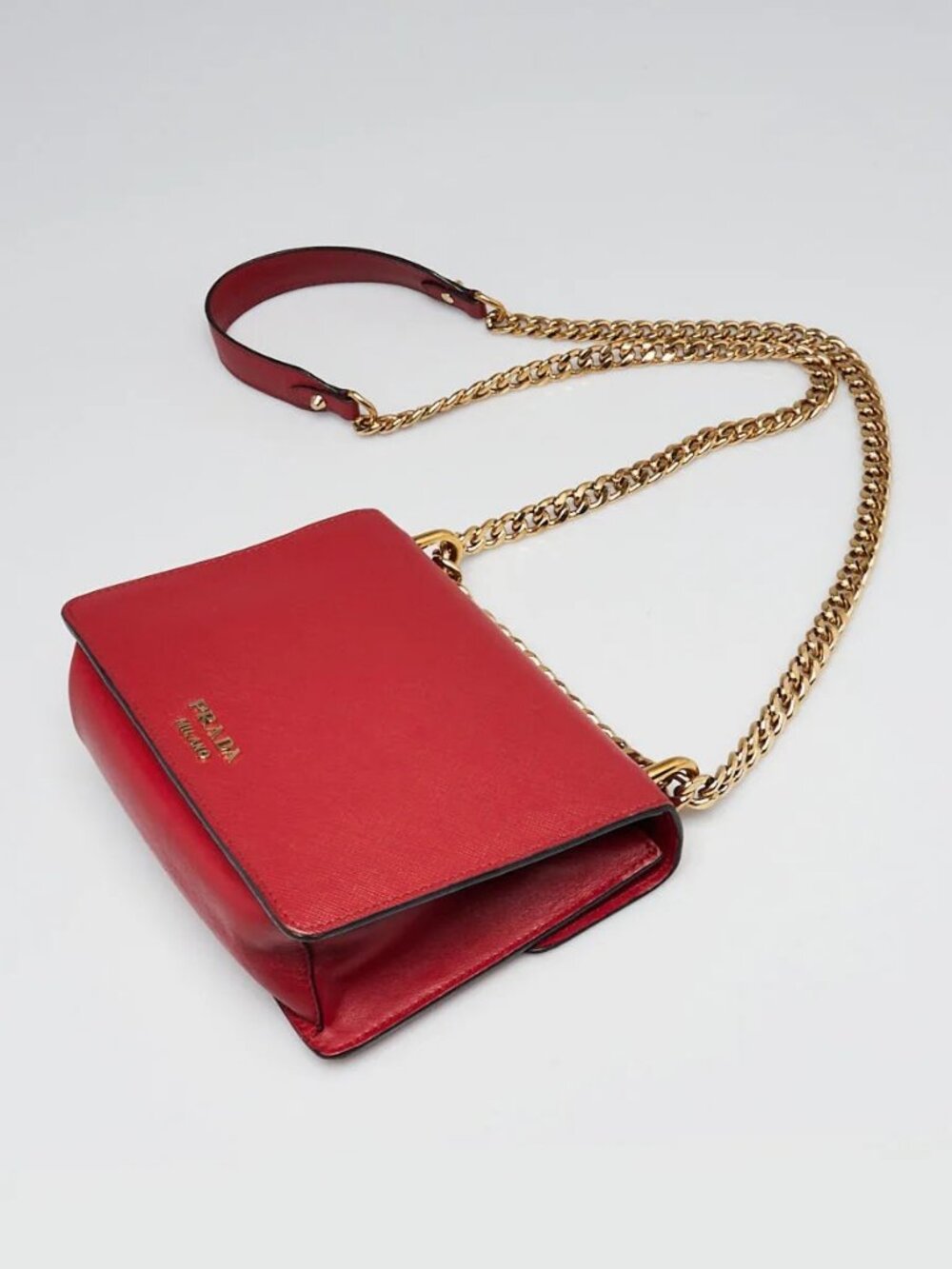 Prada Fuoco Saffiano and Soft Lux Leather Envelope Chain Bag - Picture 4 of 9